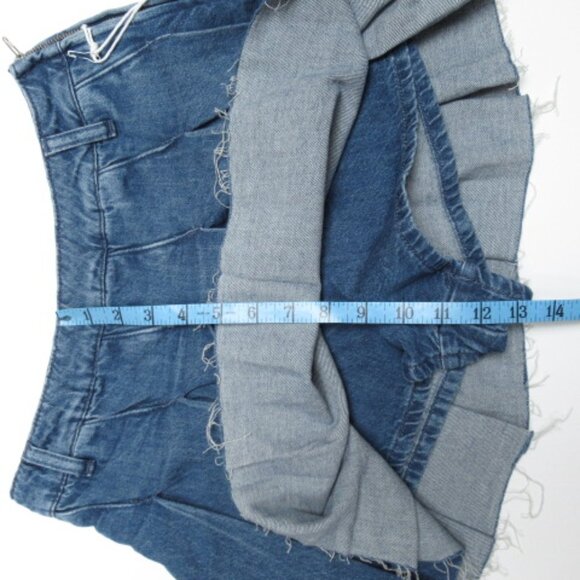 Anthropologie Pilcro 100% Cotton Slant-Pleated Denim Mini Skort Medium Blue 25 - Picture 8 of 12